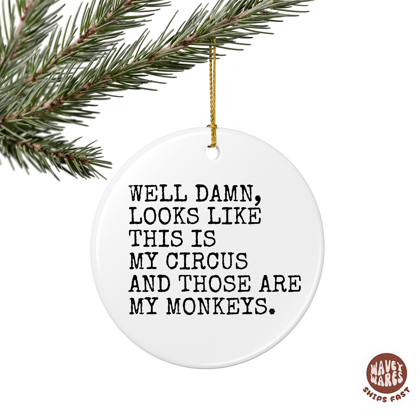 Well Damn Looks Like This is My Circus and These Are My Monkeys Funny Ornament