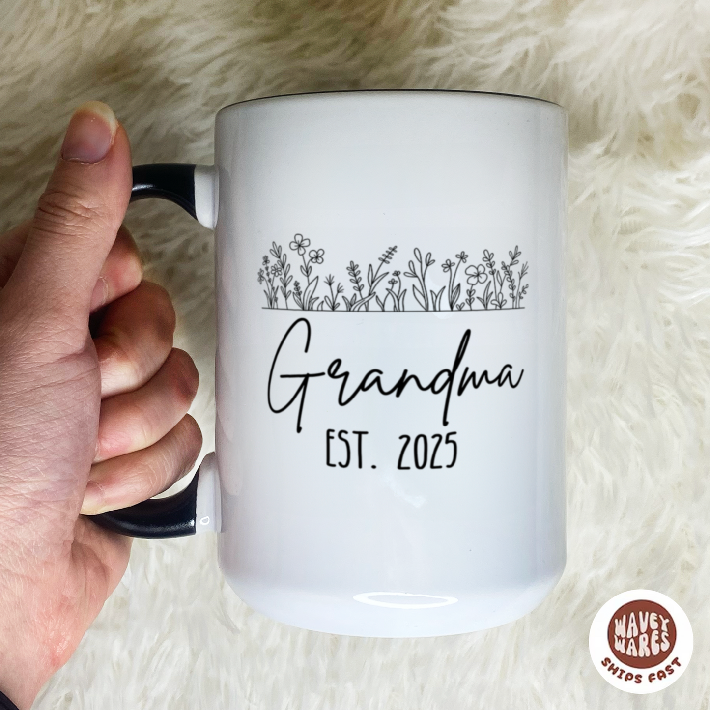 Personalized Floral Grandma Est. New Grandma Gift Coffee Mug
