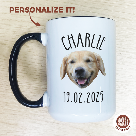 Personalized Pet Face, Name and Date Coffee Mug