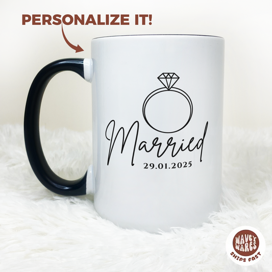 Personalized Married Wedding Ring Date Coffee Mug