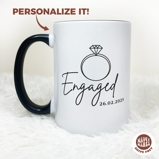 Personalized Engaged Ring Date Coffee Mug