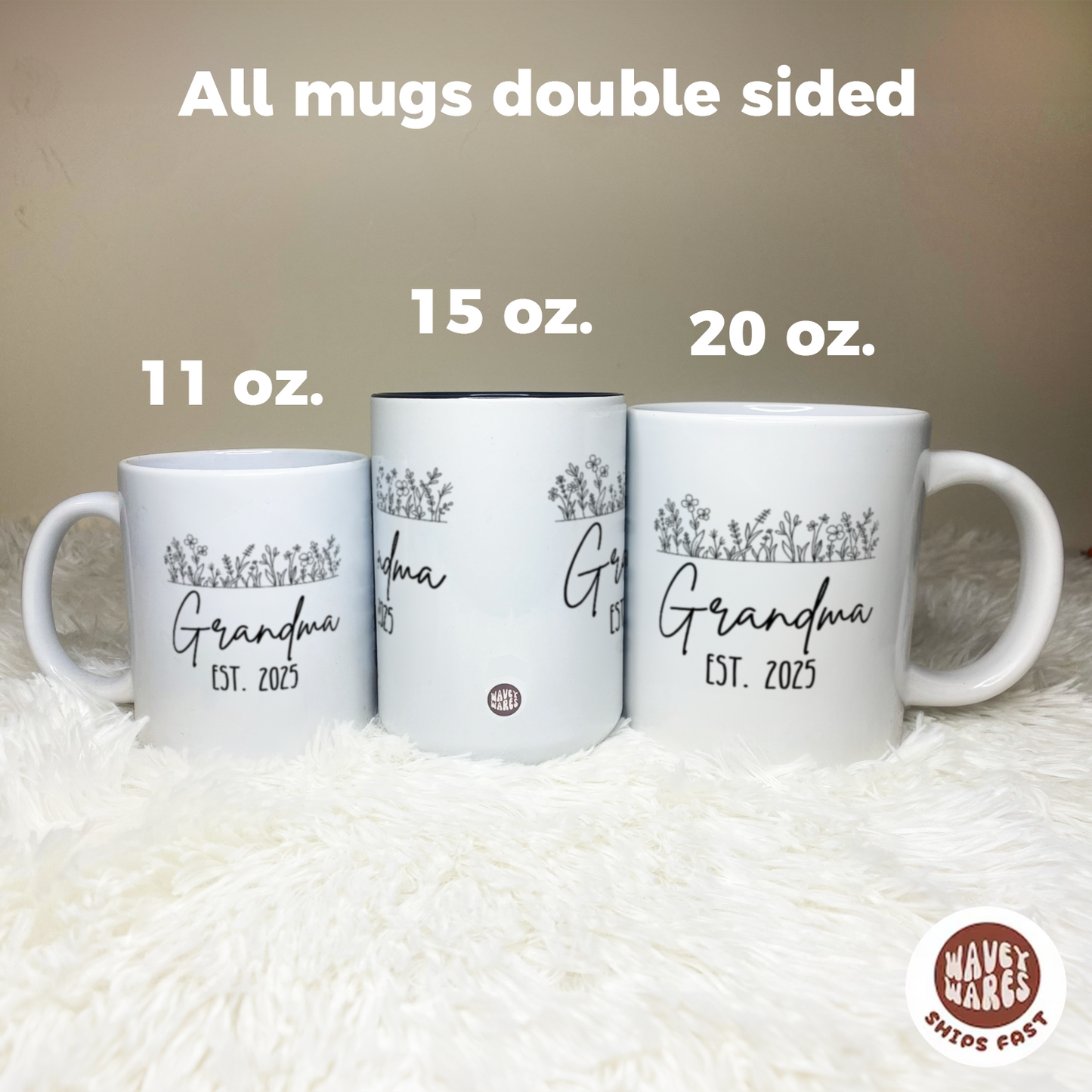 Personalized Floral Grandma Est. New Grandma Gift Coffee Mug