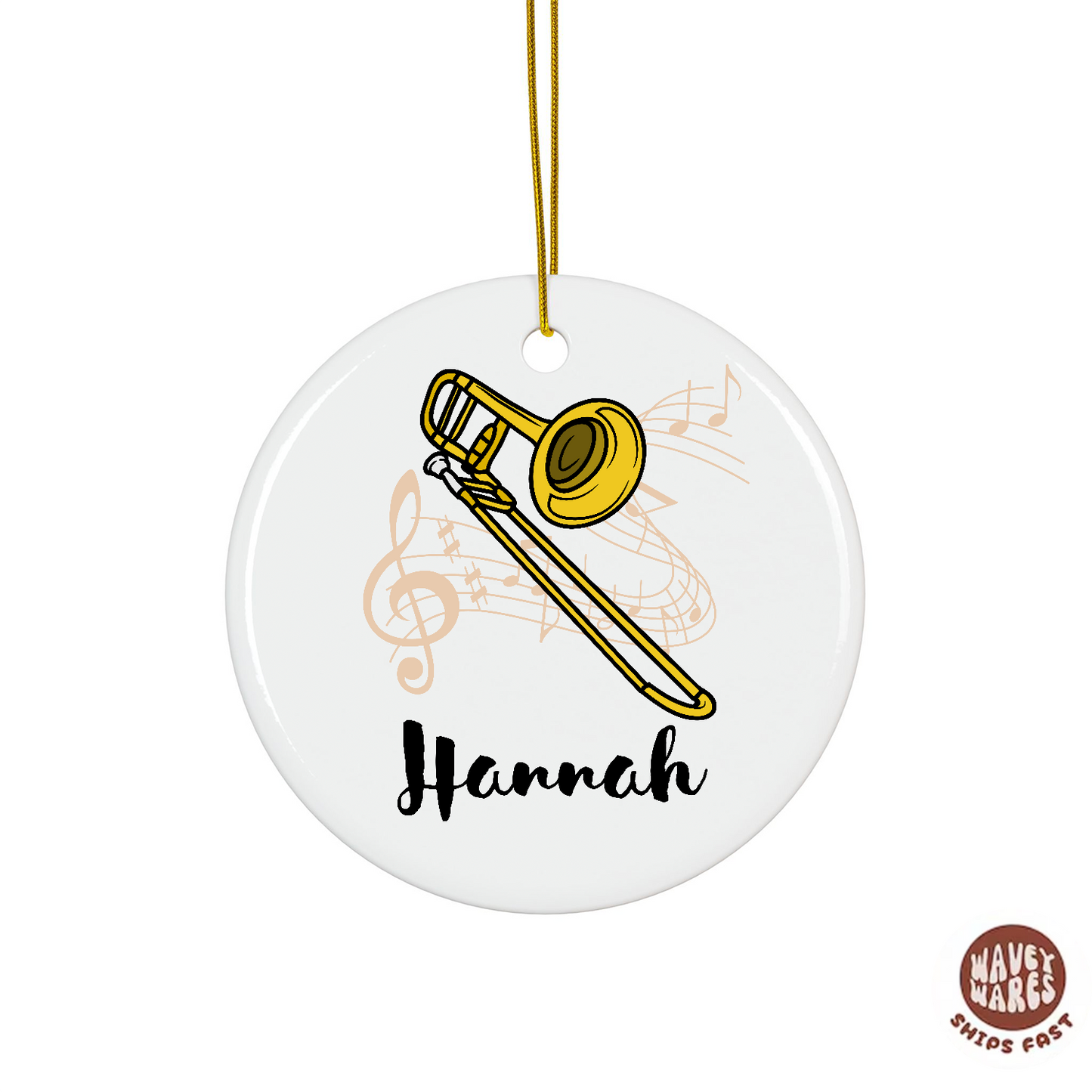 Personalized Trombone Name Ornament