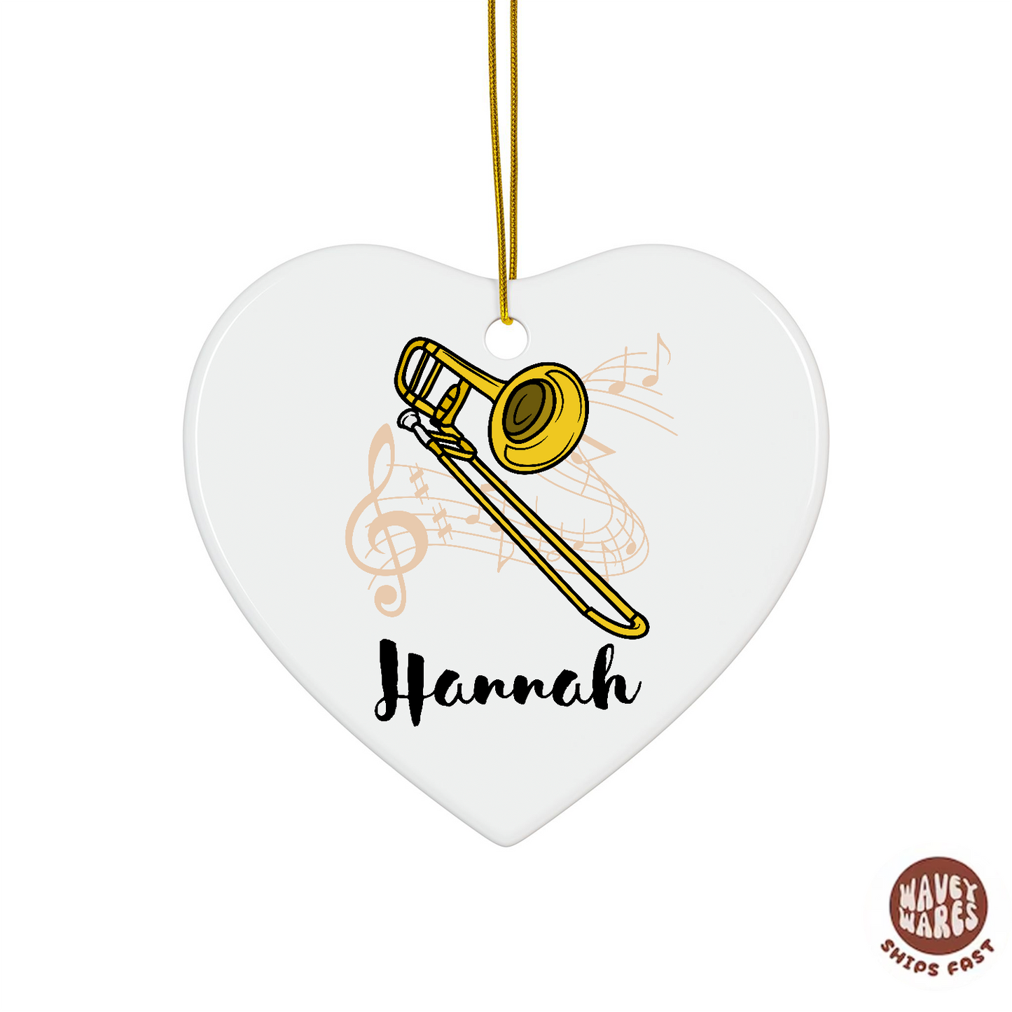 Personalized Trombone Name Ornament