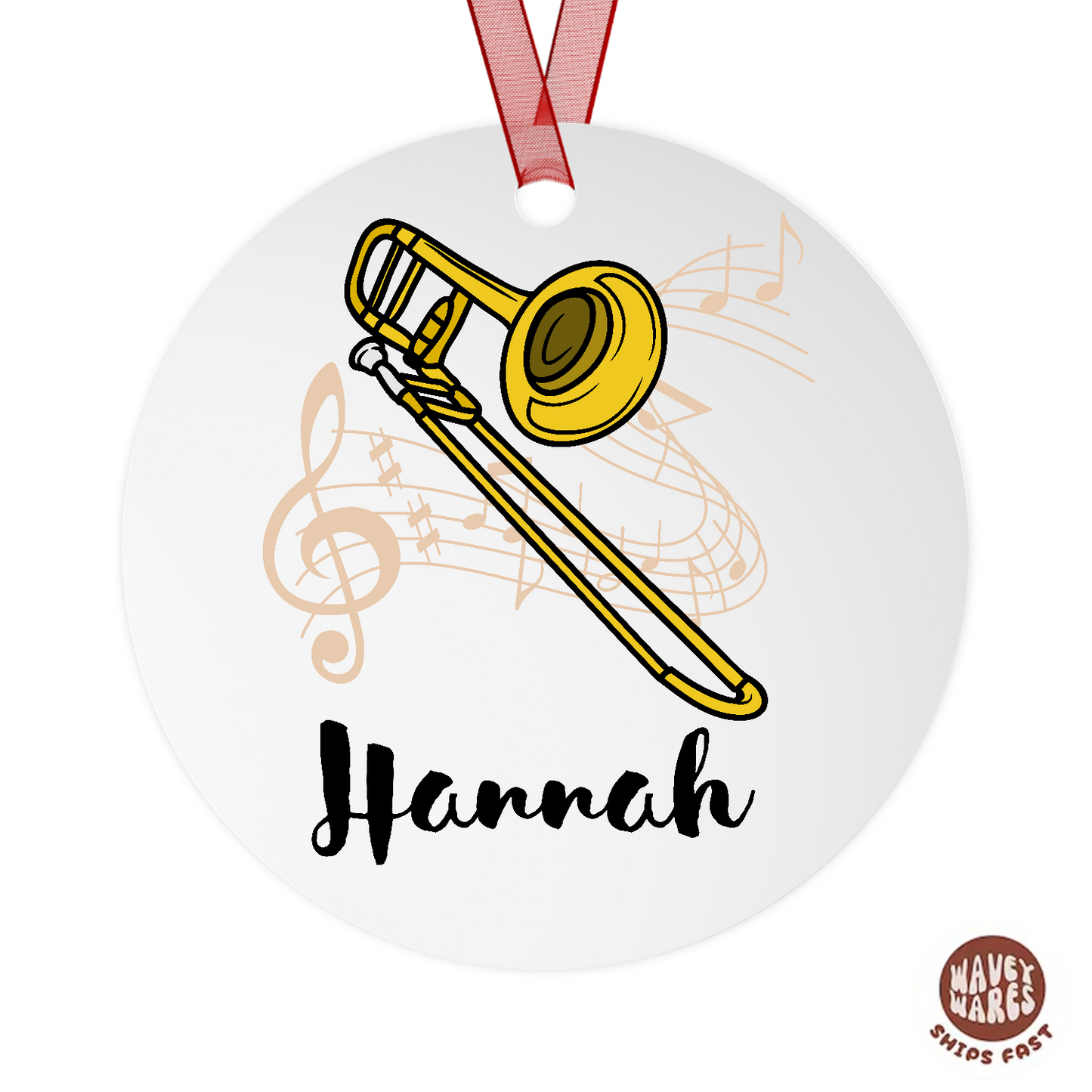 Personalized Trombone Name Ornament