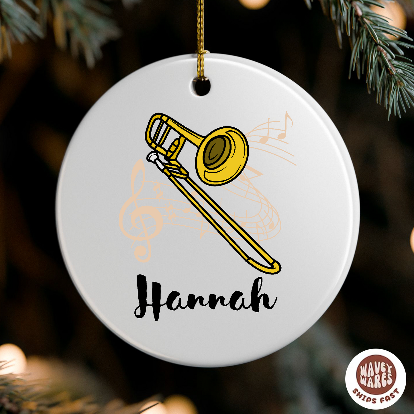Personalized Trombone Name Ornament