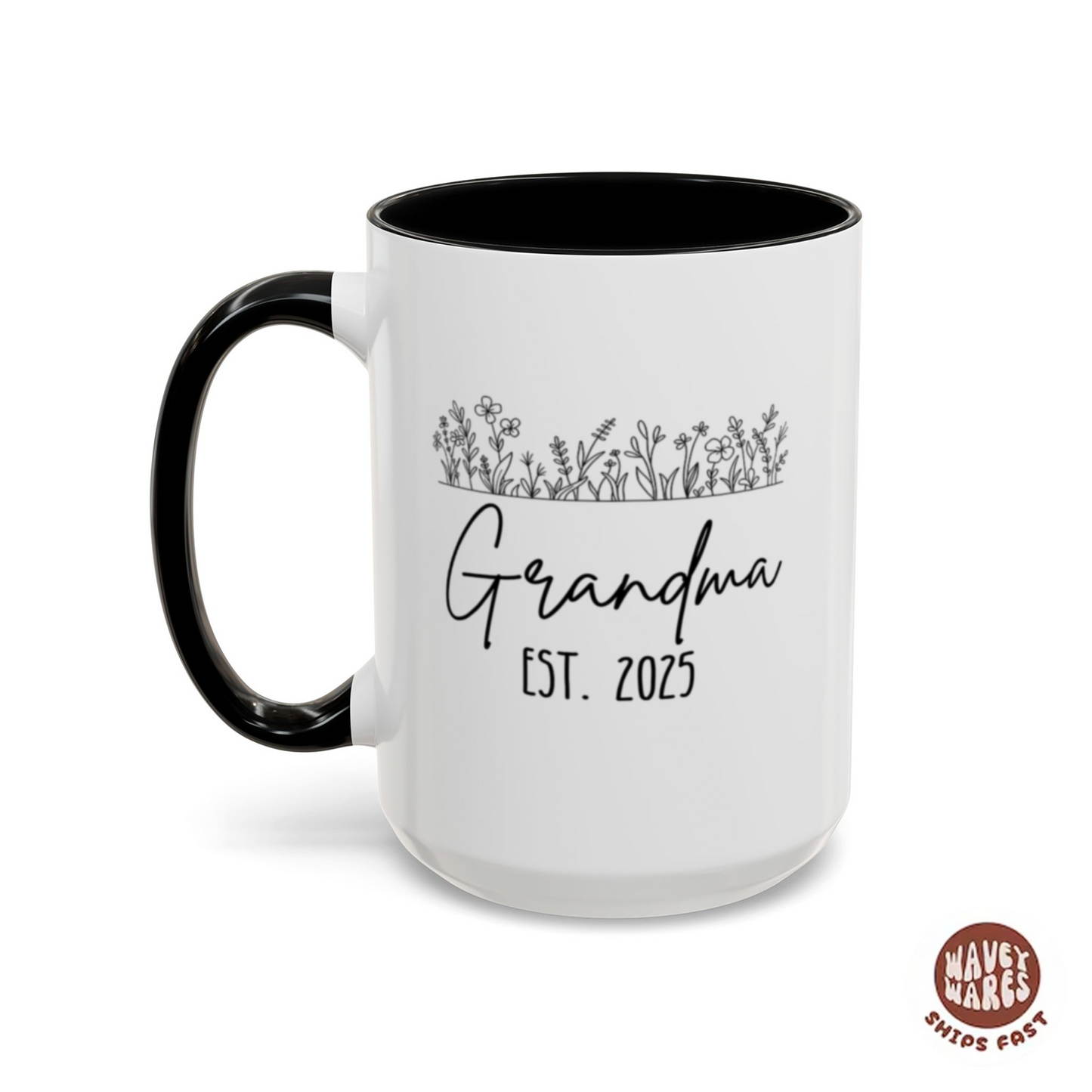 Personalized Floral Grandma Est. New Grandma Gift Coffee Mug