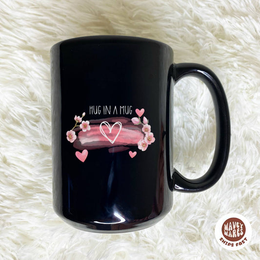 WaveyWares® Hug in a Mug Black Mug