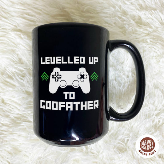 Levelled Up To Godfather Black Mug