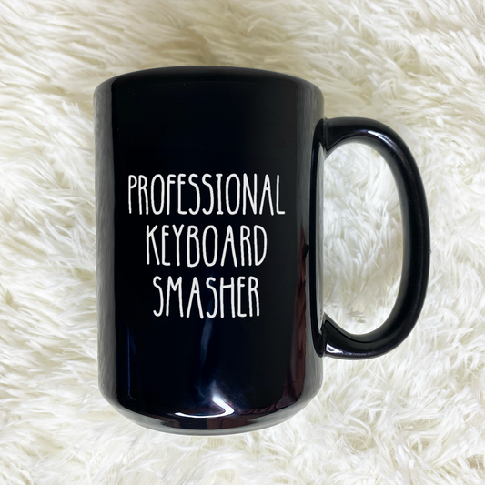 WaveyWares® Professional Keyboard Smasher Black Mug