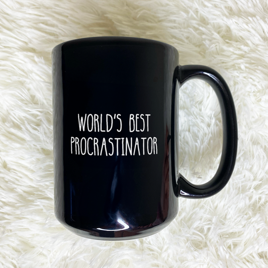 WaveyWares® World's Best Procrastinator Black Mug