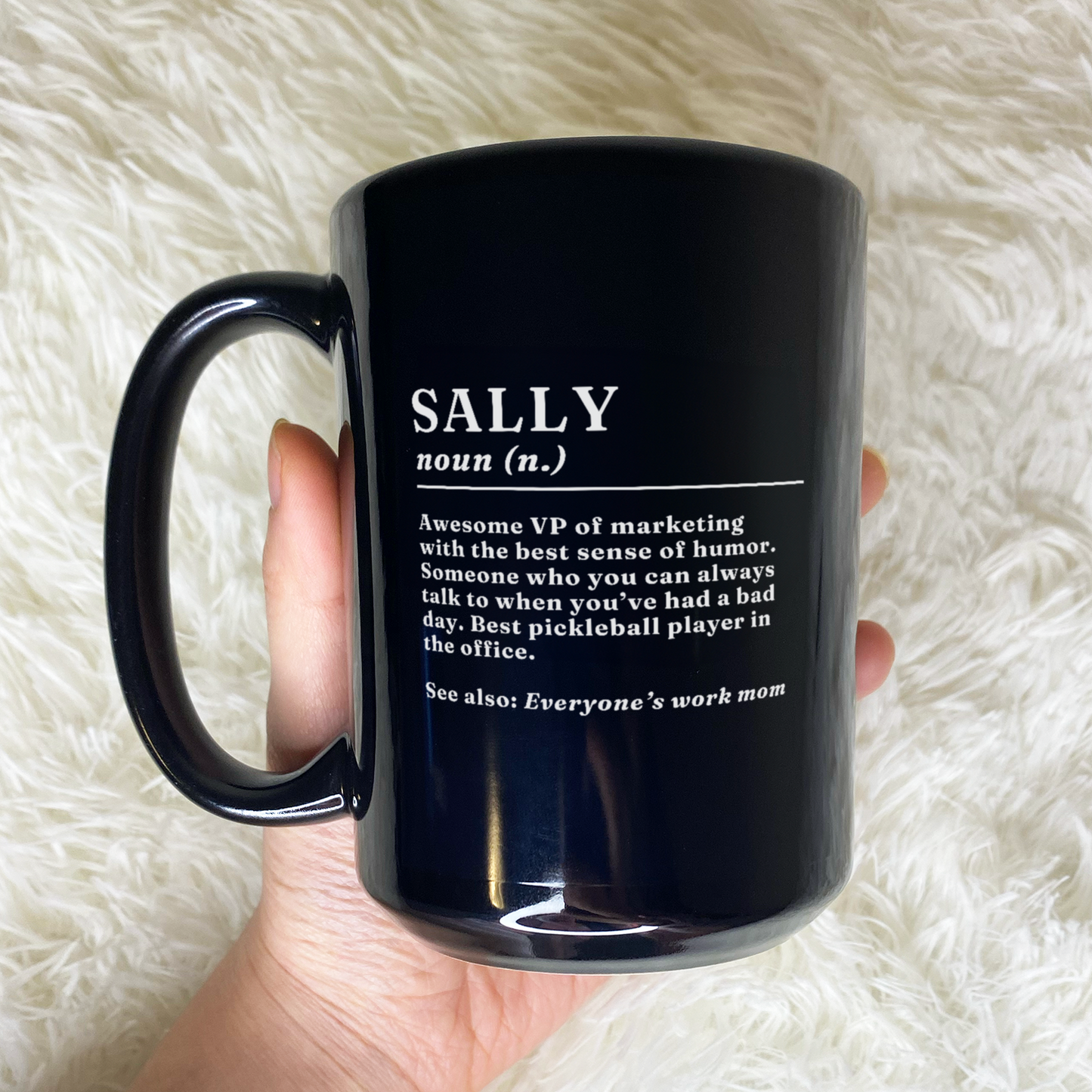 WaveyWares® Custom Name Definition Black Mug