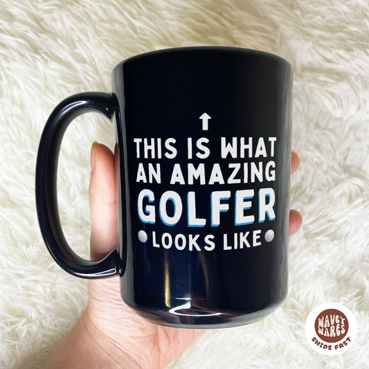 WaveyWares® This Is What An Amazing Golfer Looks Like Black Mug