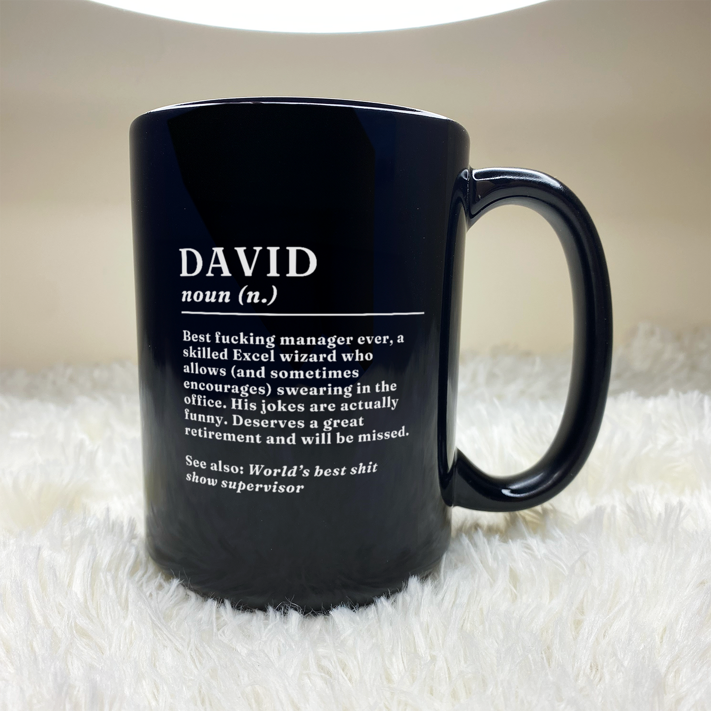WaveyWares® Custom Name Definition Black Mug