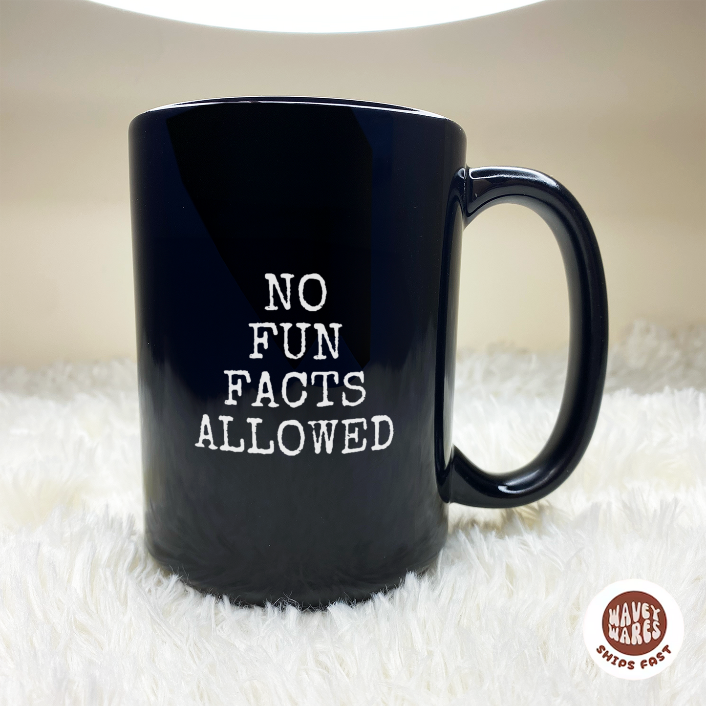 WaveyWares® No Fun Facts Allowed Black Mug