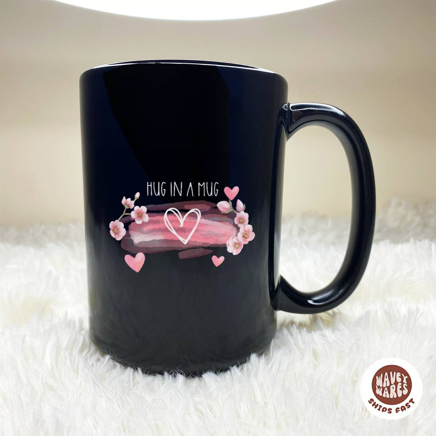WaveyWares® Hug in a Mug Black Mug
