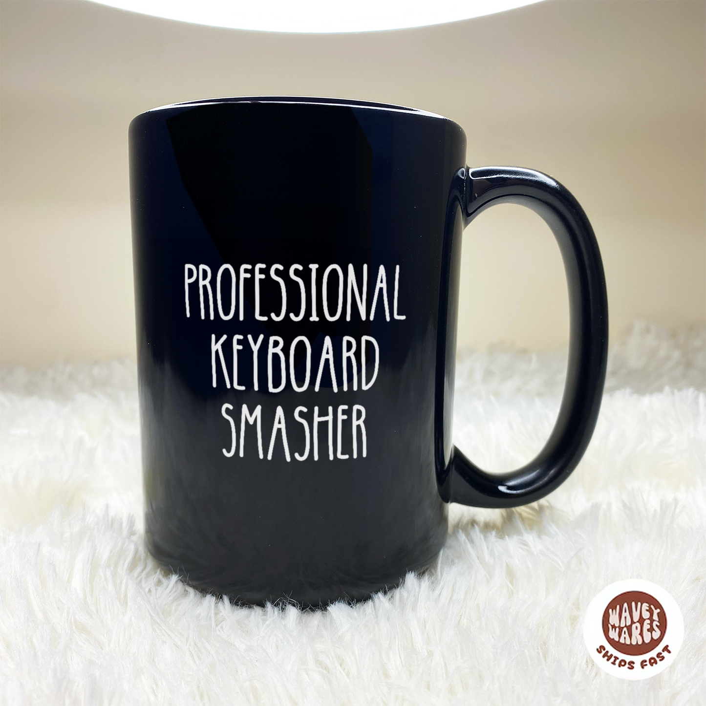 WaveyWares® Professional Keyboard Smasher Black Mug