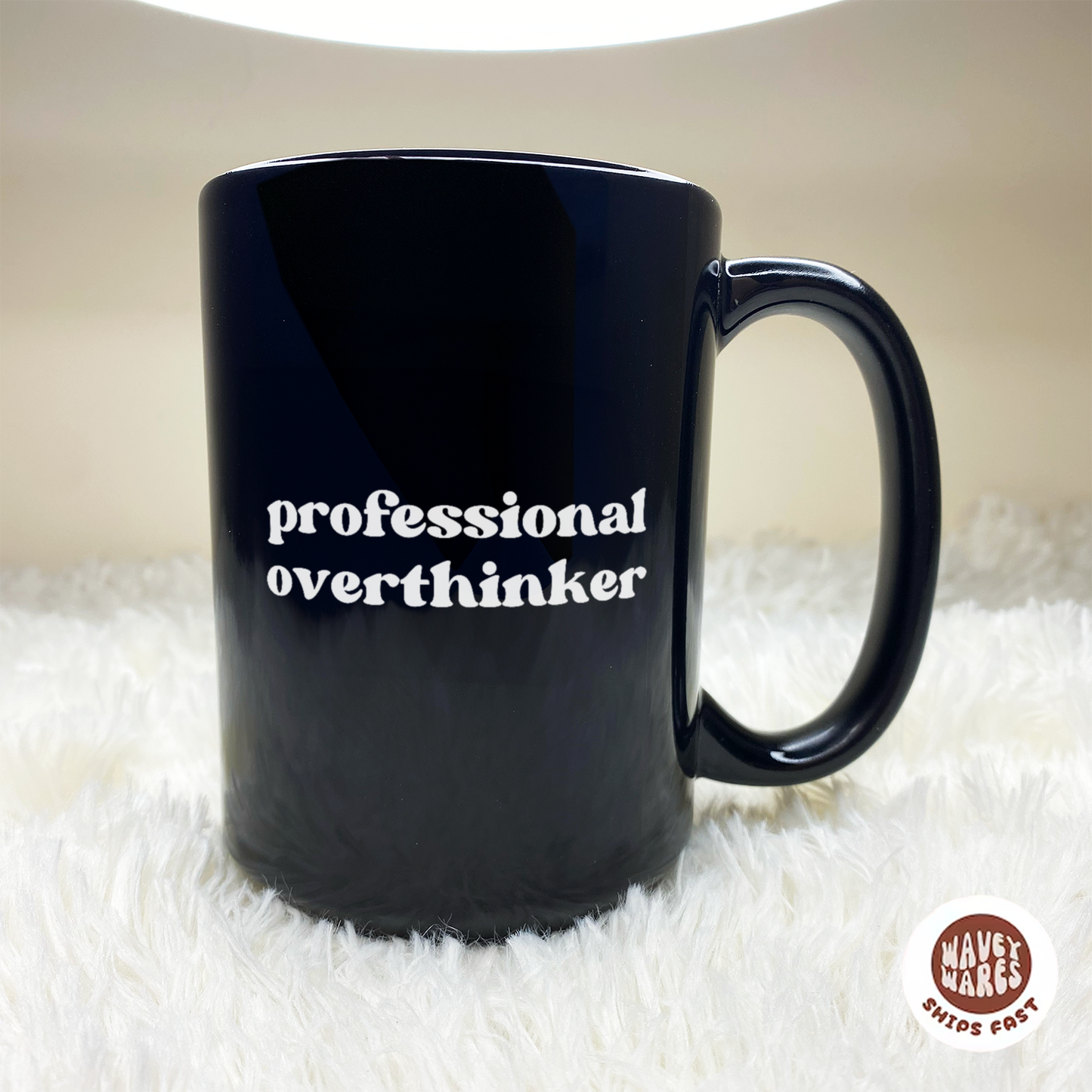 WaveyWares® Professional Overthinker Black Mug
