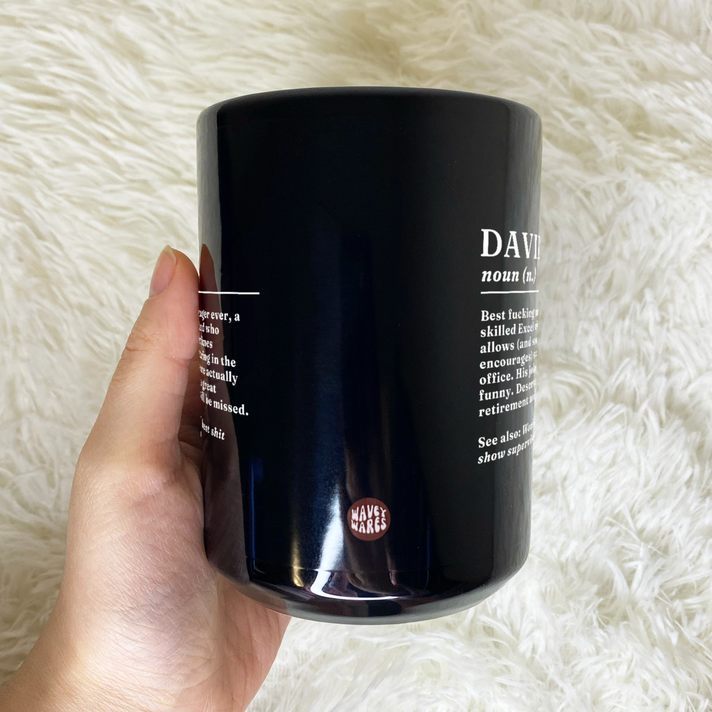 WaveyWares® Custom Name Definition Black Mug