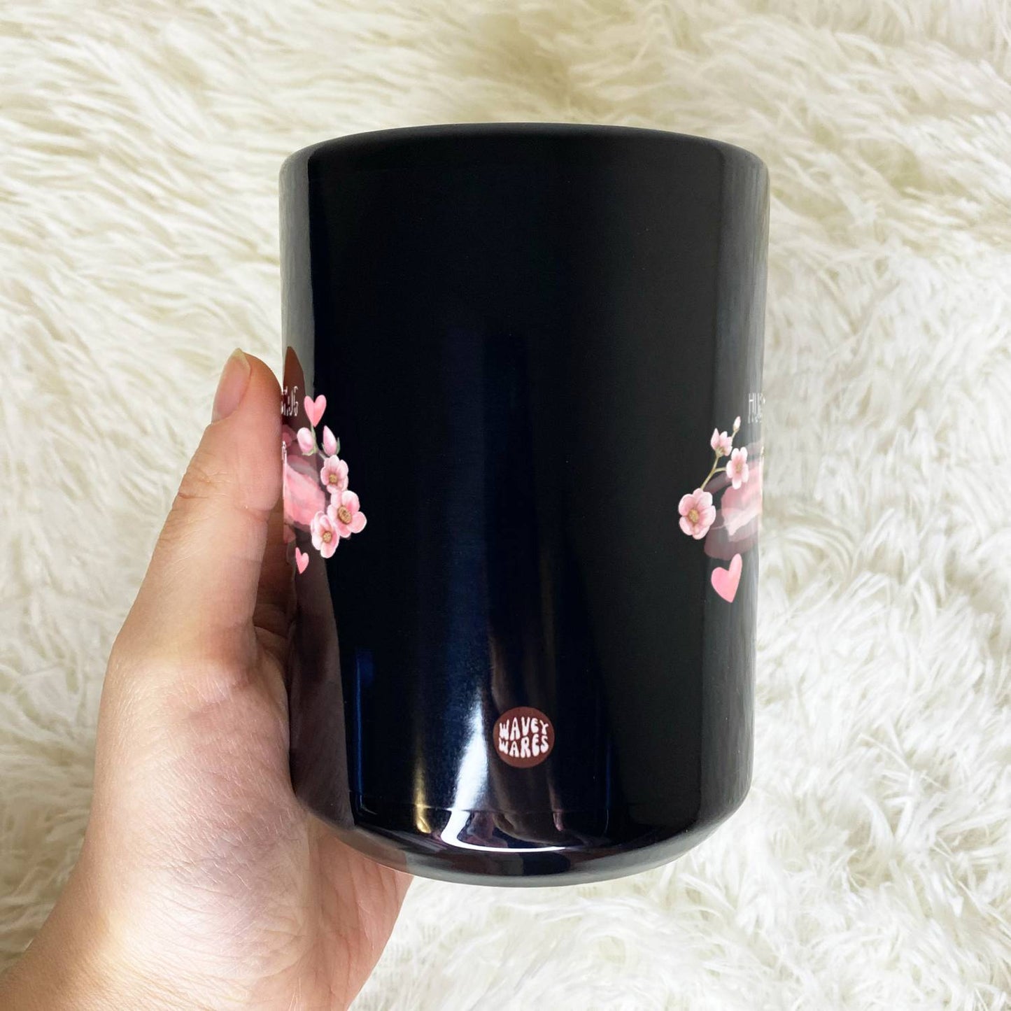 WaveyWares® Hug in a Mug Black Mug