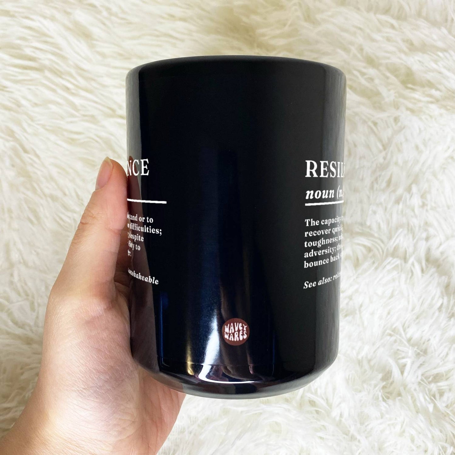 WaveyWares® Resilience Definition Black Mug