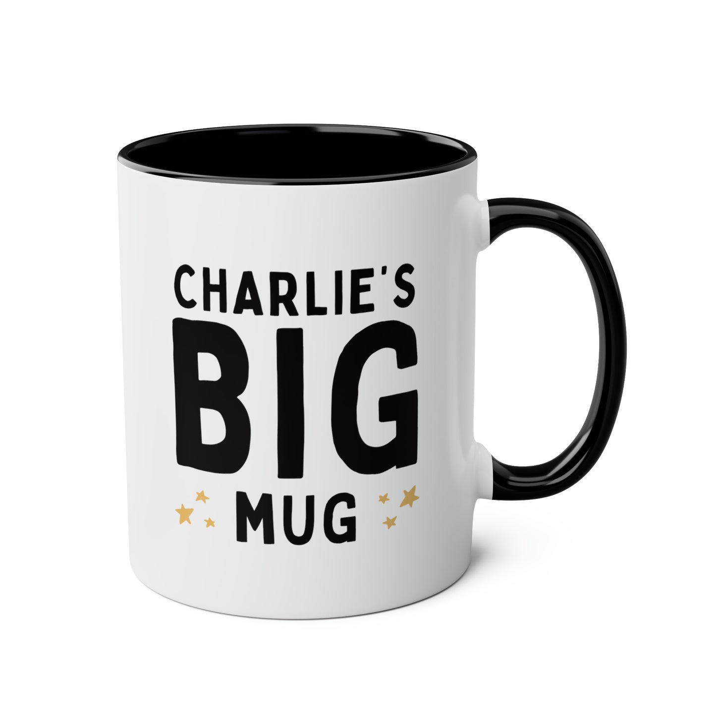 BIG Mug 11oz white with black accent funny large coffee mug gift for friend personalized jumbo custom name tea waveywares wavey wares wavywares wavy wares