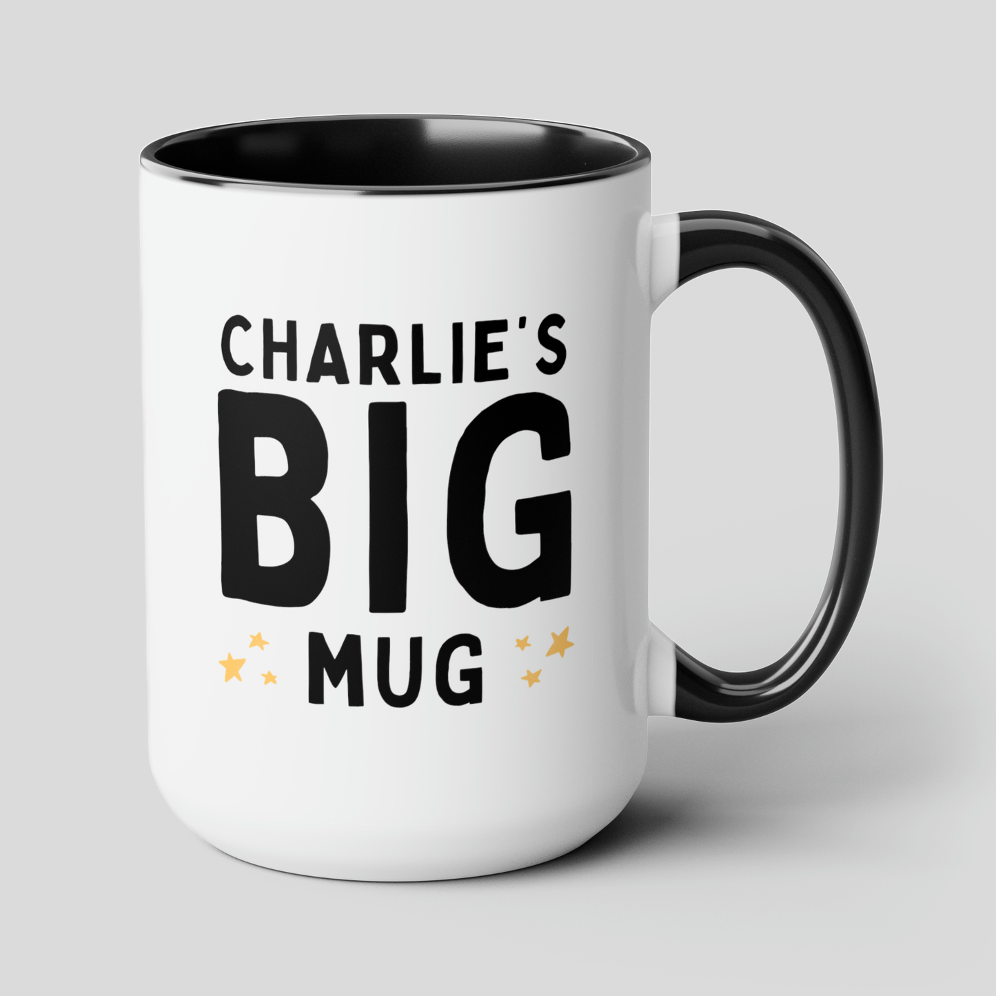BIG Mug 15oz white with black accent funny large coffee mug gift for friend personalized jumbo custom name tea waveywares wavey wares wavywares wavy wares cover