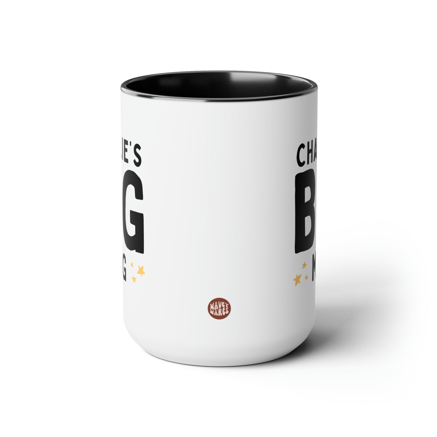 BIG Mug 15oz white with black accent funny large coffee mug gift for friend personalized jumbo custom name tea waveywares wavey wares wavywares wavy wares side