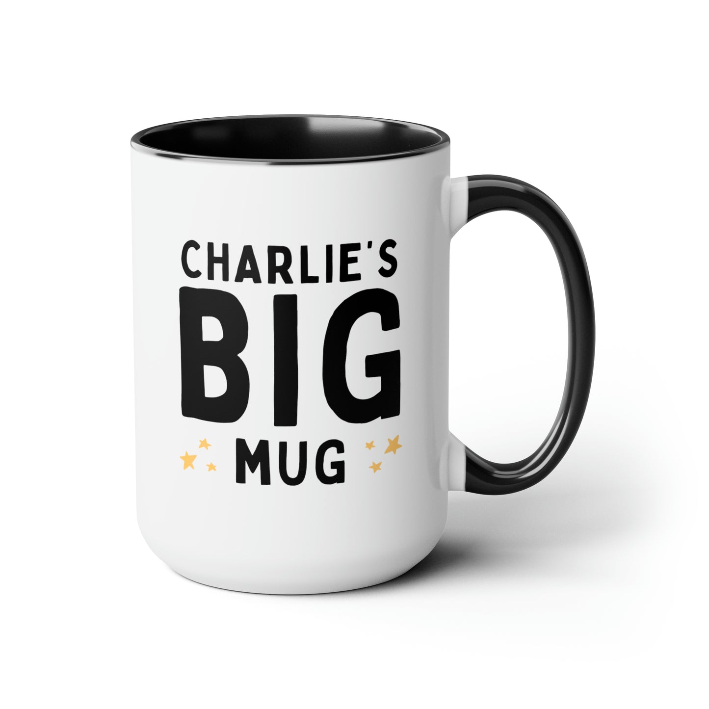 BIG Mug 15oz white with black accent funny large coffee mug gift for friend personalized jumbo custom name tea waveywares wavey wares wavywares wavy wares