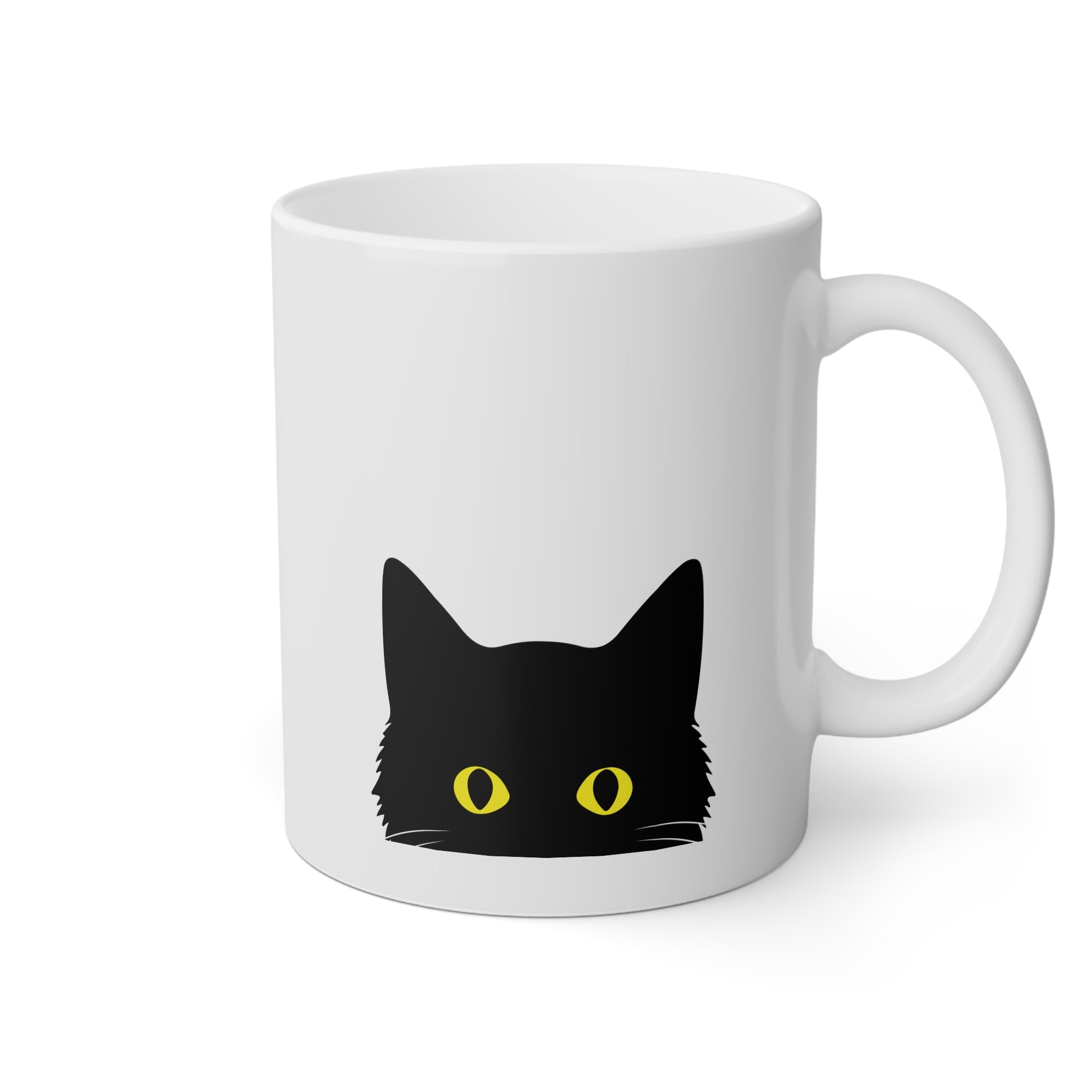 Black Cat 11oz white funny large coffee mug gift for lover lady fur mom owner void waveywares wavey wares wavywares wavy wares