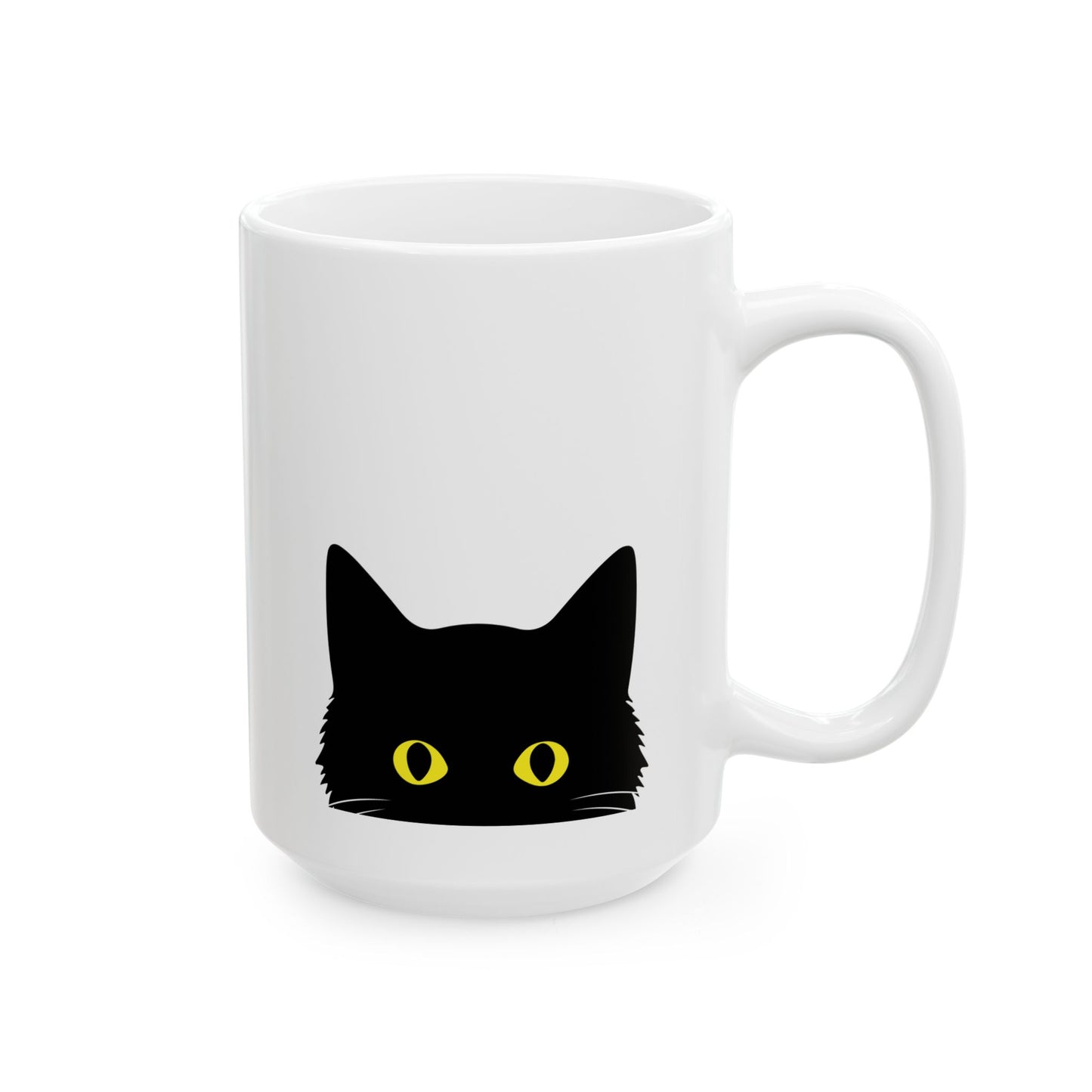 Black Cat 15oz white funny large coffee mug gift for lover lady fur mom owner void waveywares wavey wares wavywares wavy wares