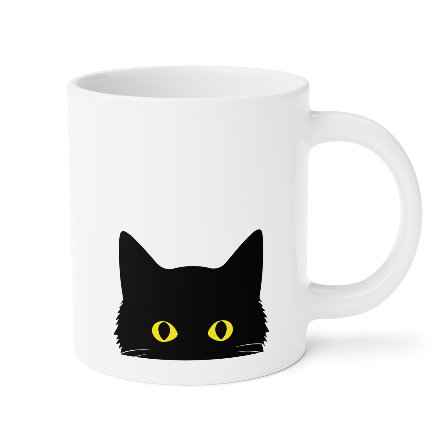 Black Cat 20oz white funny large coffee mug gift for lover lady fur mom owner void waveywares wavey wares wavywares wavy wares