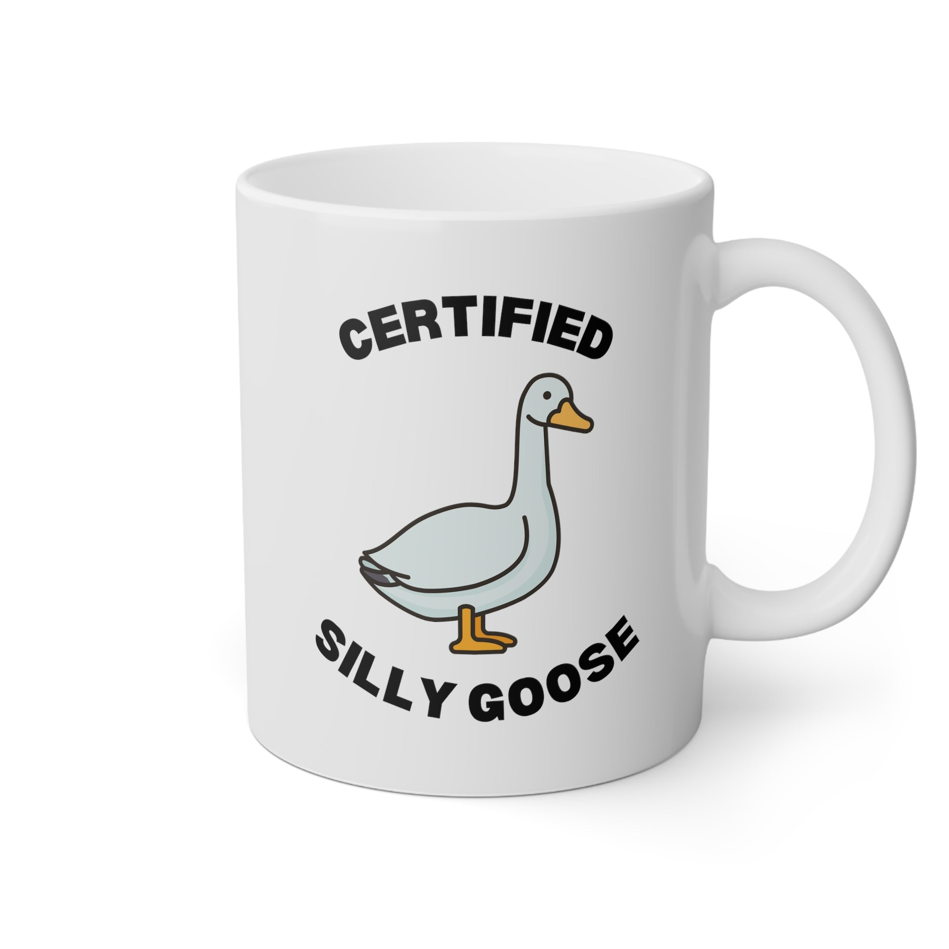 Certified Silly Goose Meme 11oz white funny large coffee mug gift for best friend sibling novelty geese lover waveywares wavey wares wavywares wavy wares