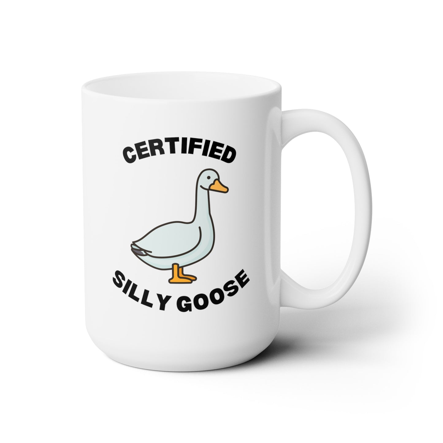 Certified Silly Goose Meme 15oz white funny large coffee mug gift for best friend sibling meme novelty geese lover waveywares wavey wares wavywares wavy wares