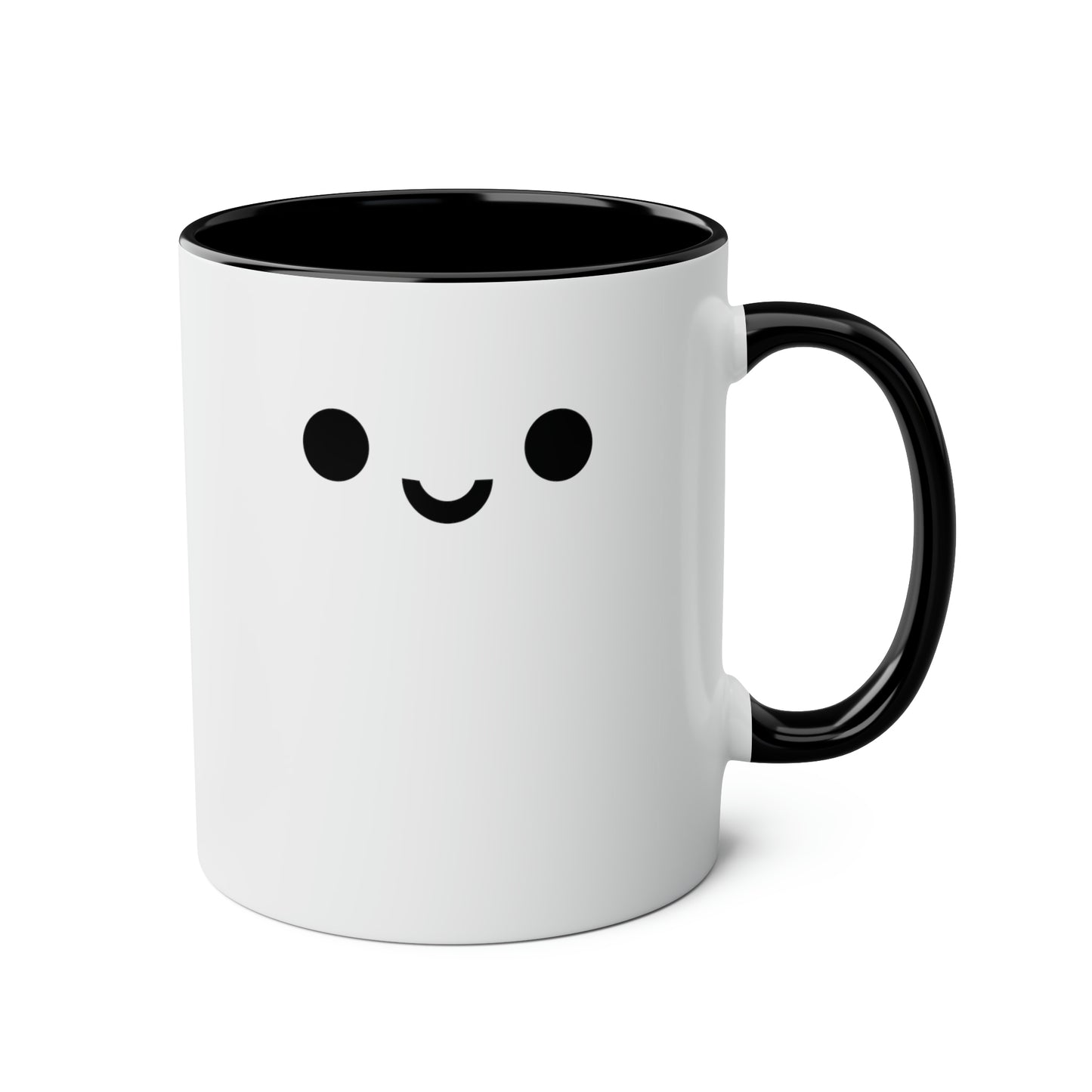 Cute Face 11oz white with black accent funny large coffee mug gift for mental health adorable friend smiling smiley kawaii face waveywares wavey wares wavywares wavy wares