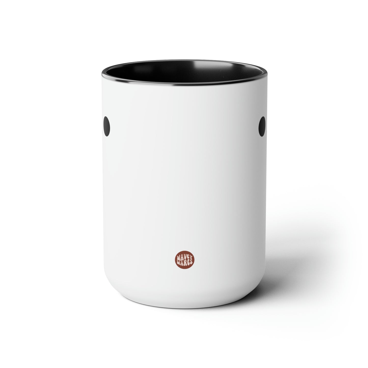 Cute Face 15oz white with black accent funny large coffee mug gift for mental health adorable friend smiling smiley kawaii face waveywares wavey wares wavywares wavy wares side