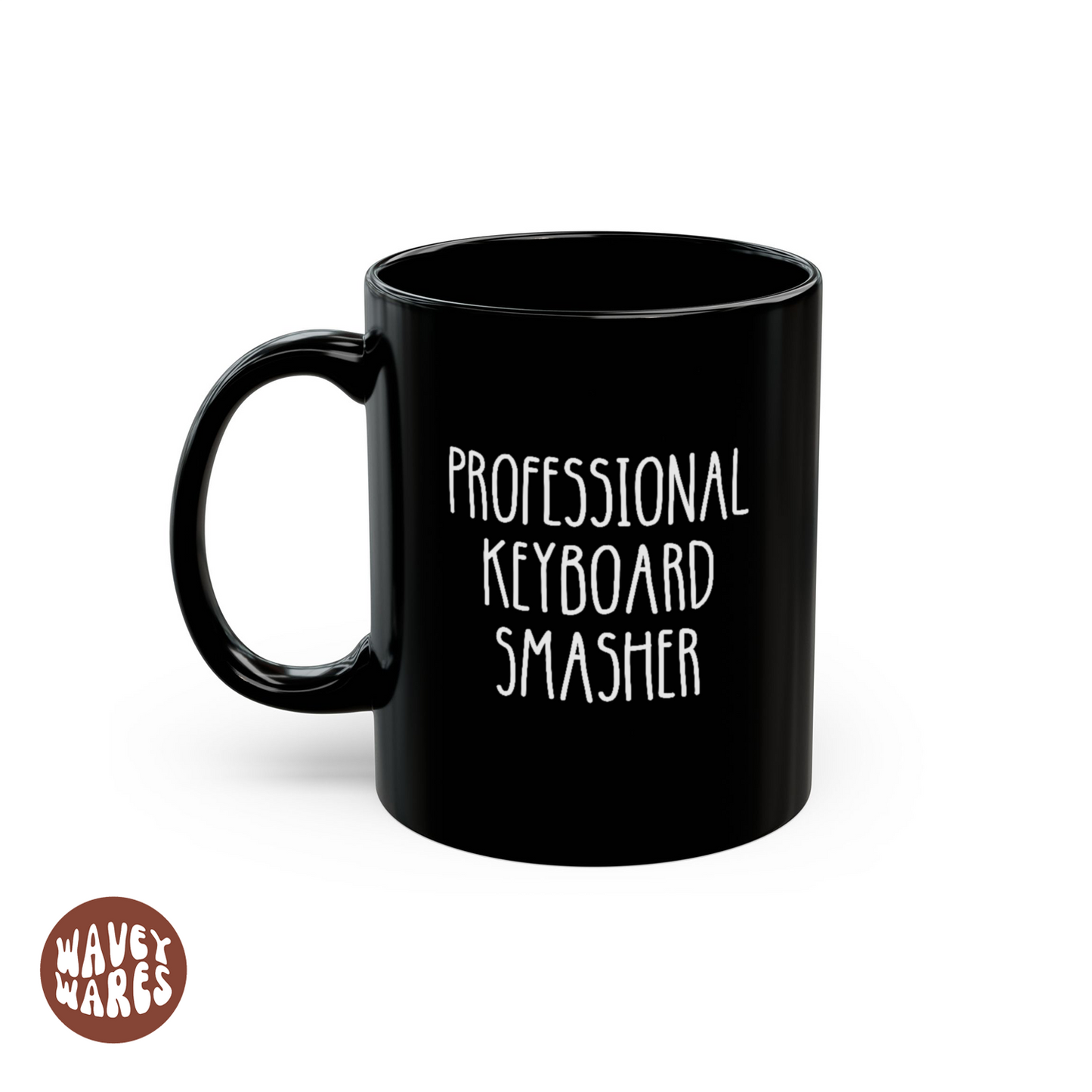 WaveyWares® Professional Keyboard Smasher Black Mug