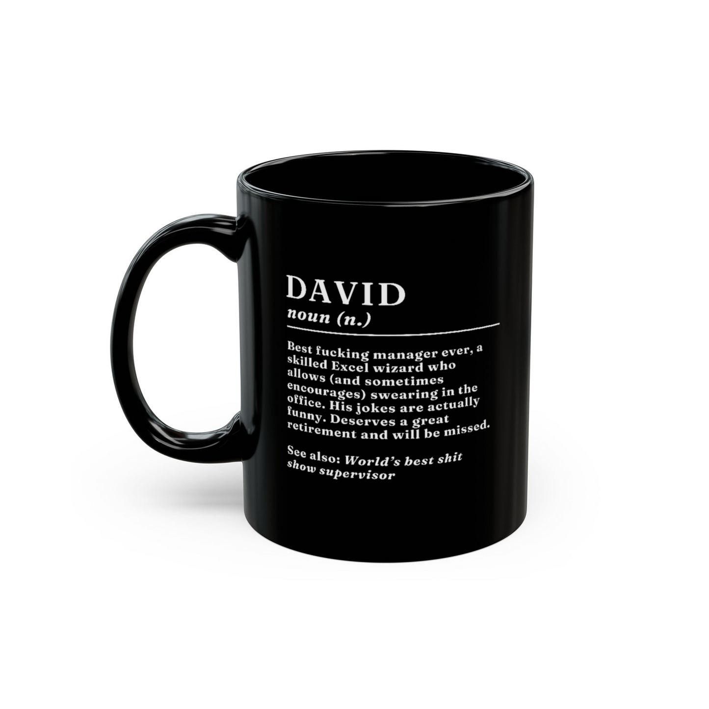 WaveyWares® Custom Name Definition Black Mug