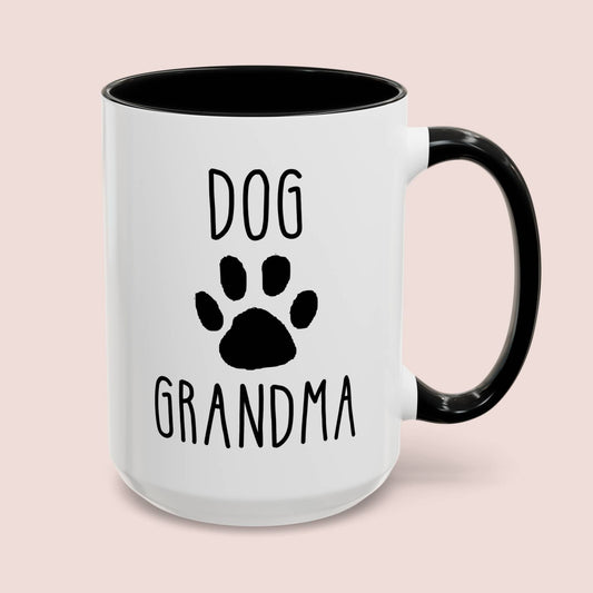 Dog Grandma 15oz white with black accent funny large coffee mug gift for k9 grandmother paw design waveywares wavey wares wavywares wavy wares cover