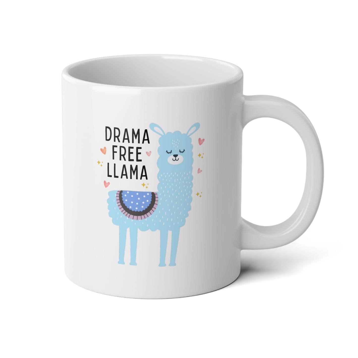 Drama Free Llama 20oz white funny large coffee mug gift for mother's day cute new mom birthday wavey wares wavywares wavy wares