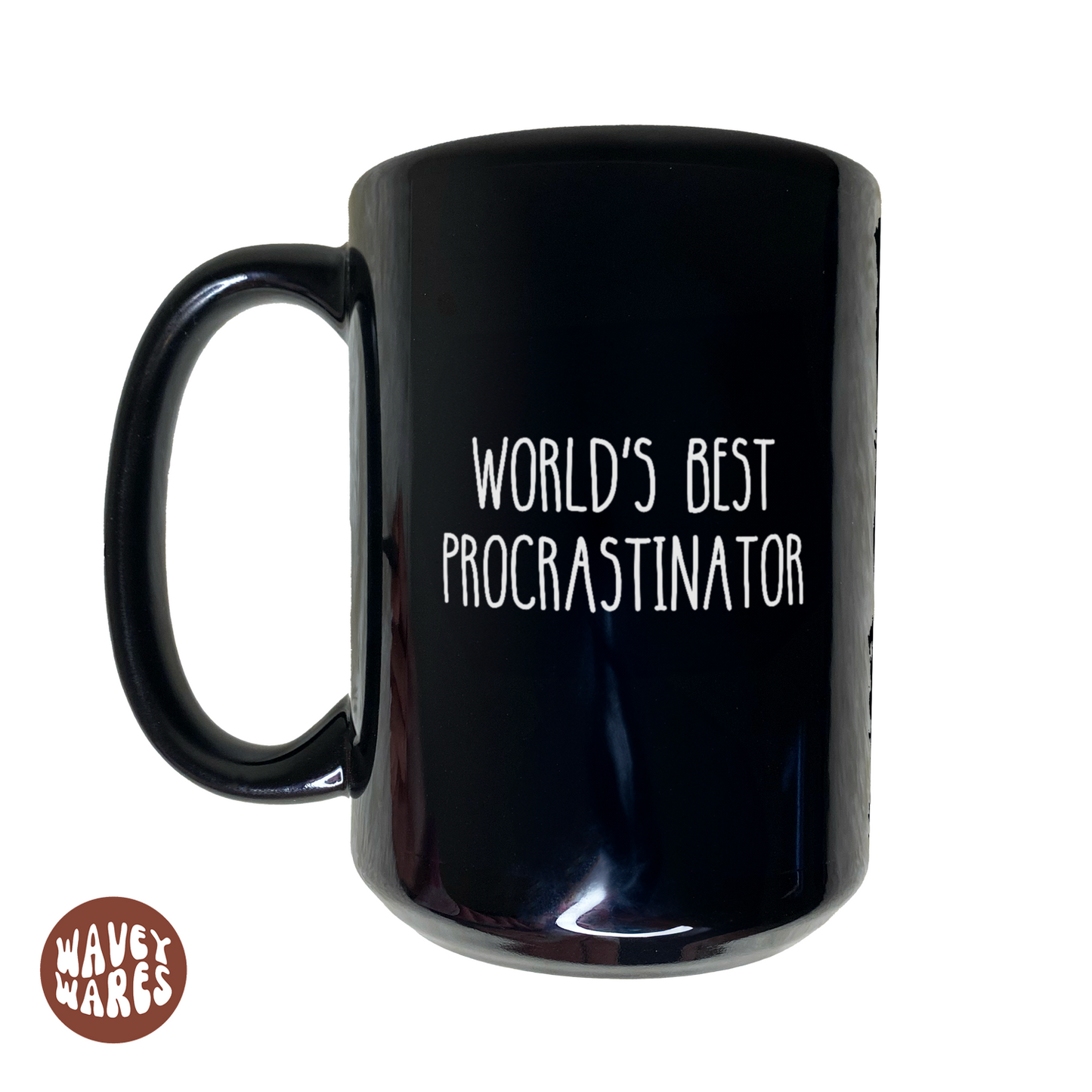 WaveyWares® World's Best Procrastinator Black Mug