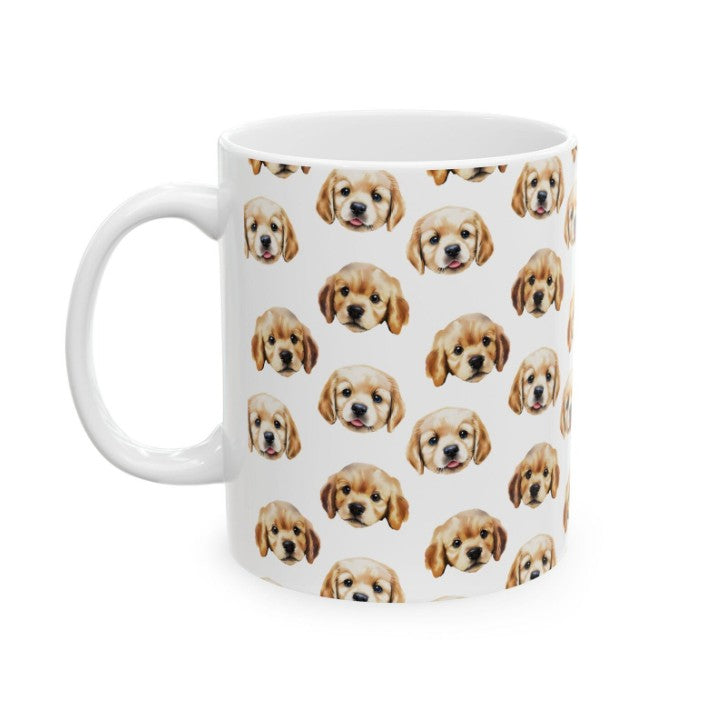 Cute Golden Retriever Watercolor Pattern 11oz white funny large coffee mug gift for goldie labrador Dog Owner Lover Mom Dad Puppy pet birthday secret santa Christmas waveywares wavey wares wavywares wavy wares