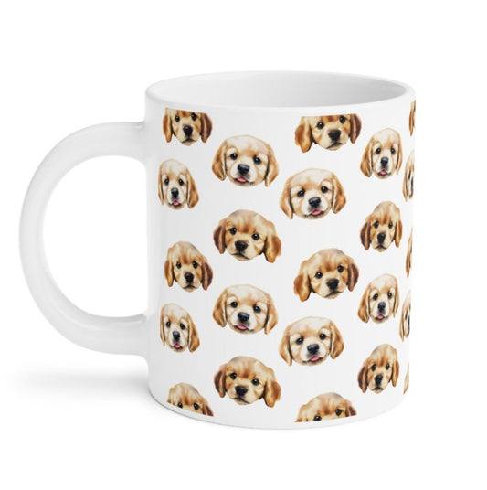 Cute Golden Retriever Watercolor Pattern 20oz white funny large coffee mug gift for goldie labrador Dog Owner Lover Mom Dad Puppy pet birthday secret santa Christmas waveywares wavey wares wavywares wavy wares