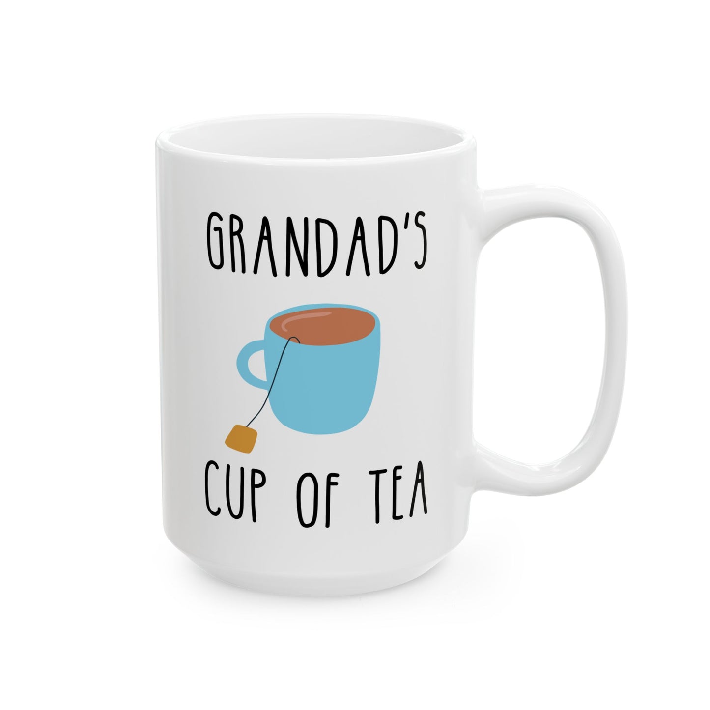Grandad's Cup of Tea 15oz white funny large coffee mug gift for grandpa grandfather pops Father's Day great papa birthday Christmas dad waveywares wavey wares wavywares wavy wares
