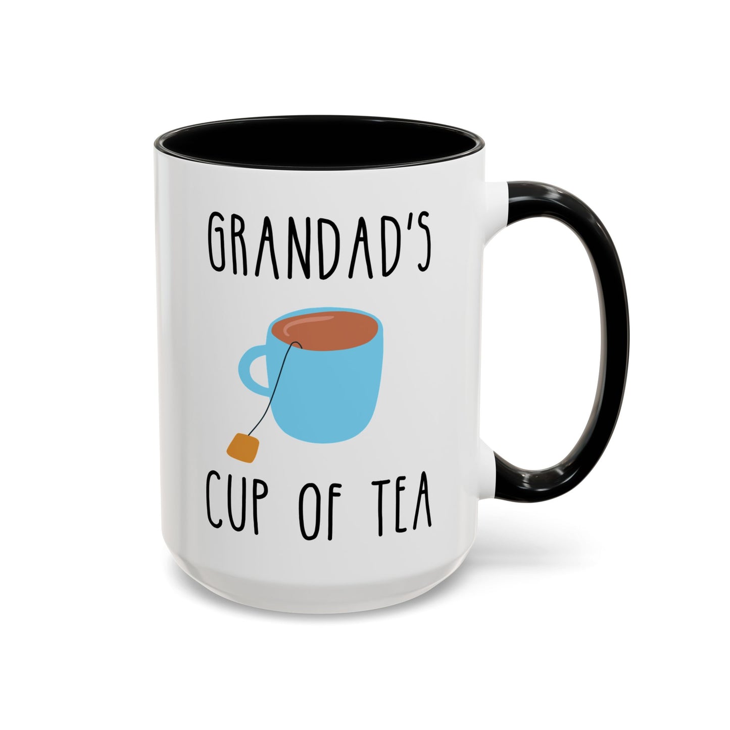 Grandad's Cup of Tea 15oz white with black accent funny large coffee mug gift for grandpa grandfather pops Father's Day great papa birthday Christmas dad waveywares wavey wares wavywares wavy wares