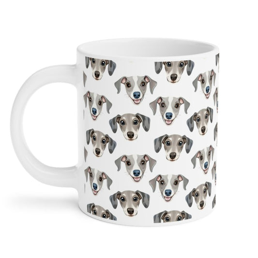 Cute Greyhound Watercolor Pattern 20oz white funny large coffee mug gift for Grey Hound Dog Lover Mom Dad furparent Puppy animal enthusiast adorable kids birthday secret santa Christmas waveywares wavey wares wavywares wavy wares