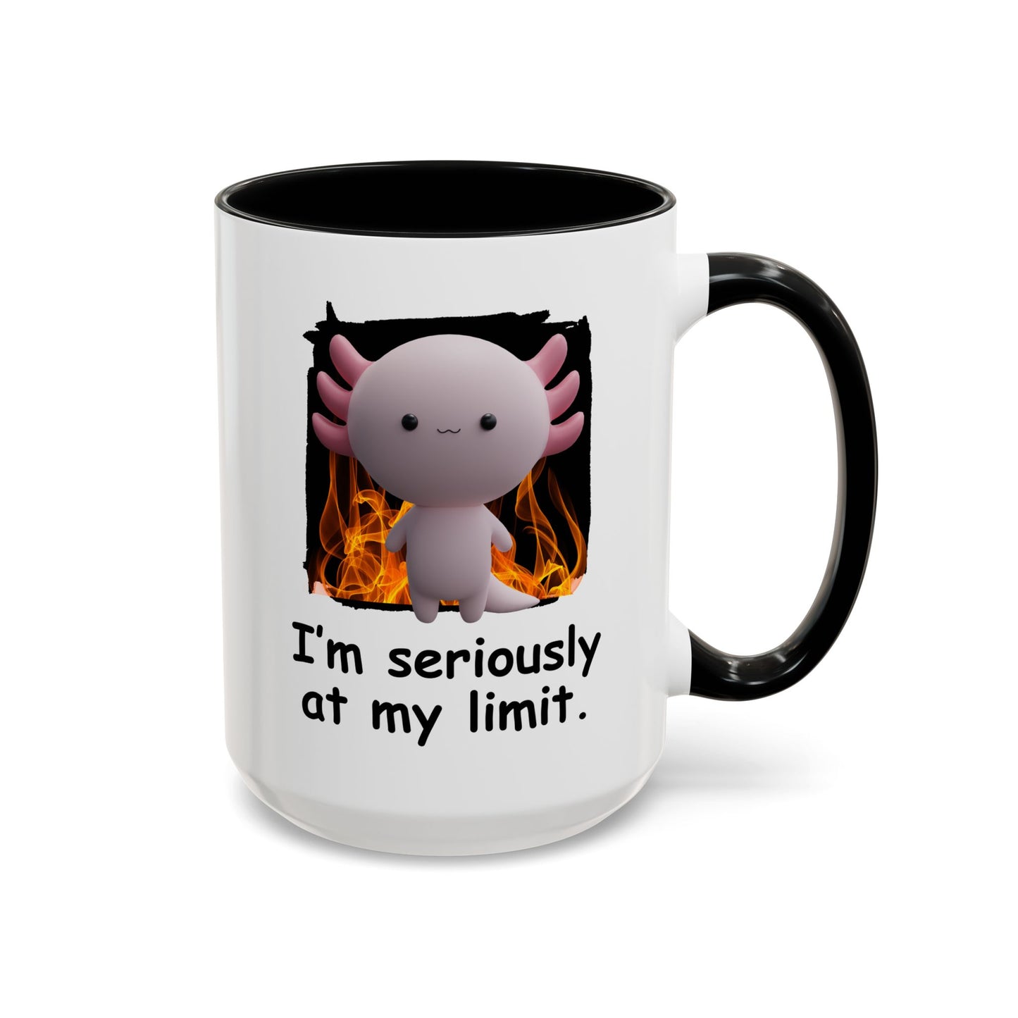 I'm Seriously At My Limit 15oz white with black accent funny large coffee mug gift for work colleague coworker mental health axolotl meme tired office humor birthday Christmas occasion waveywares wavey wares wavywares wavy wares