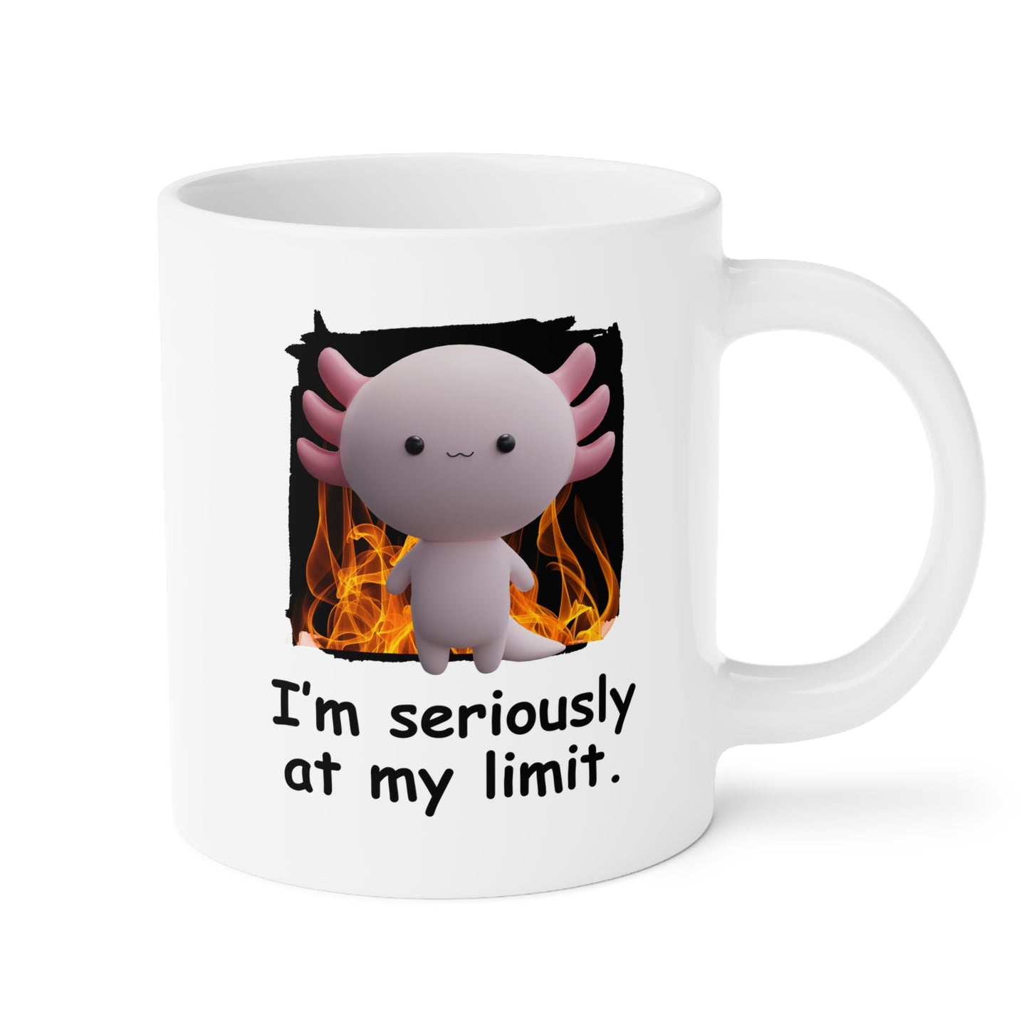 I'm Seriously At My Limit 20oz white funny large coffee mug gift for work colleague coworker mental health axolotl meme tired office humor birthday Christmas occasion waveywares wavey wares wavywares wavy wares