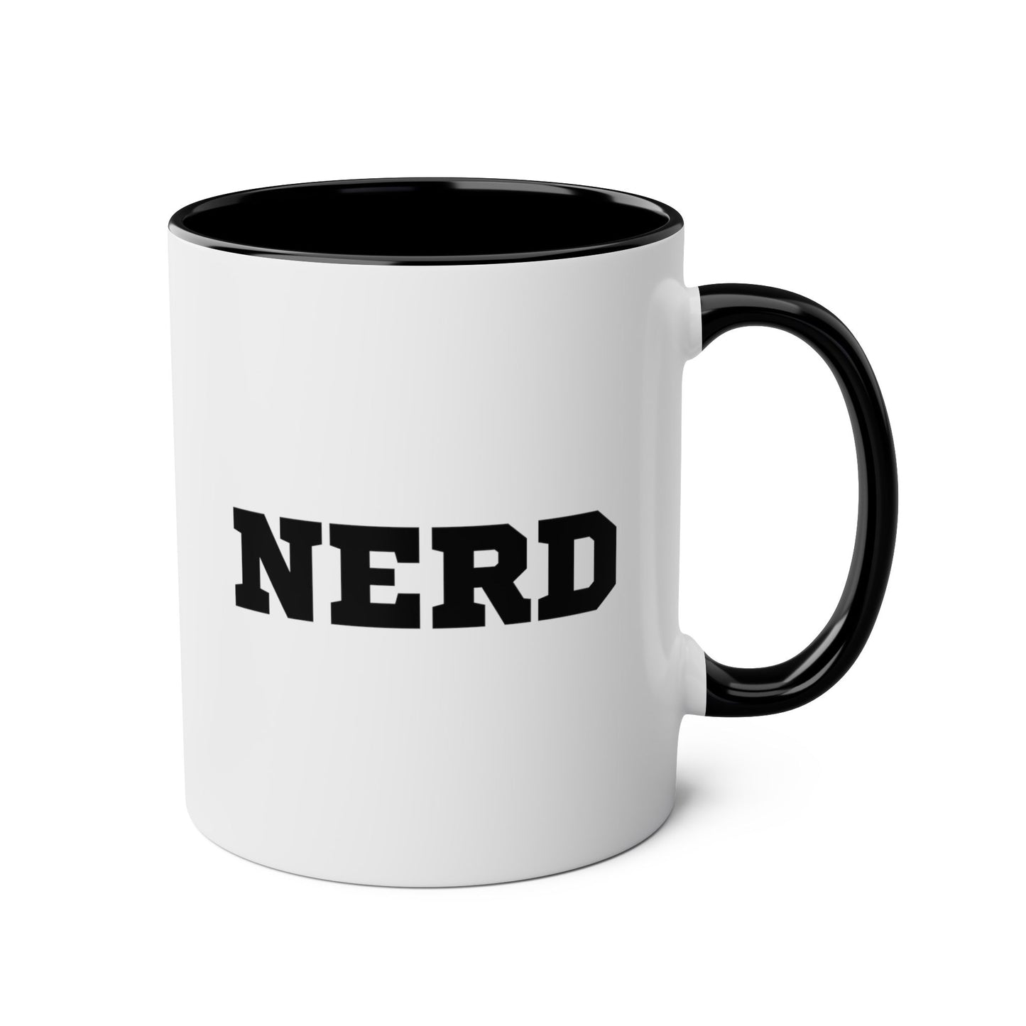 Nerd 11oz white with black accent funny large coffee mug gift for good student cool book worm geek math science teacher librarian waveywares wavey wares wavywares wavy wares
