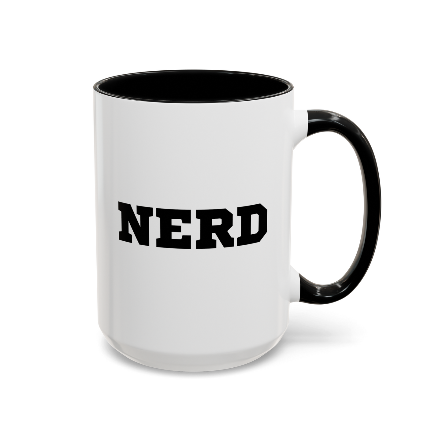 Nerd 15oz white with black accent funny large coffee mug gift for good student cool book worm geek math science teacher librarian waveywares wavey wares wavywares wavy wares